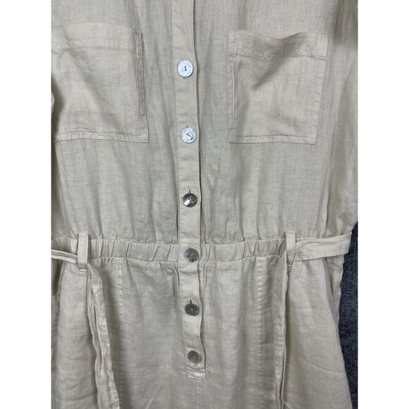 Anthropologie Cloth & Stone Linen Romper Tie Waist Rolled Hem SZ XL - Picture 11 of 16